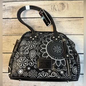 Isaac Mizrahi Signature Black & White Paisley Purse Handbag NWT